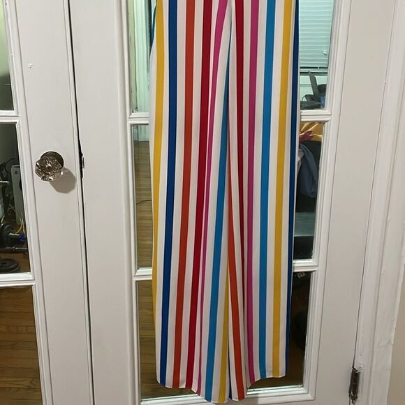 Color me Courtney rainbow multi stripe Sheree cap sleeve wide leg jumpsuit - Picture 10 of 13